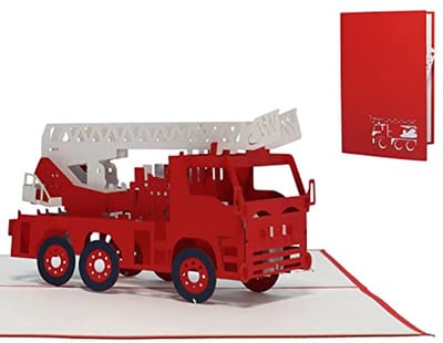 3D Pop-Up Kaart Brandweerauto - Verjaardagskaart, Wenskaart, Kinderkaart