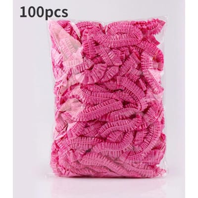 100 stuks/set Wegwerp Douchemuts Sauna Accessoires Transparant Waterdicht Wegwerp Haar Mutsen Badkamer Producten Thuis rood