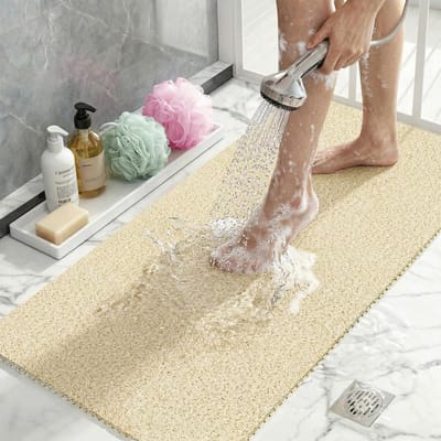 Antislip en Schimmelbestendige Douchemattens, Sneldrogende PVC Badmat voor Binnen en Vochtige Ruimtes, Veilig en Hygiënisch 50x80cm Beige