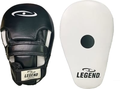 Focus Pads Lang Model Wit/Zwart Leer - Gemaakt van ultra soepel legend premium - Extra dikke kussens - Uiterst comfortabel Stootkussen pro