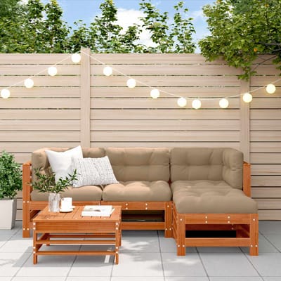 vidaXL - Tuin - loungeset - 5 - st - Wasbruin - Massief - grenenhout