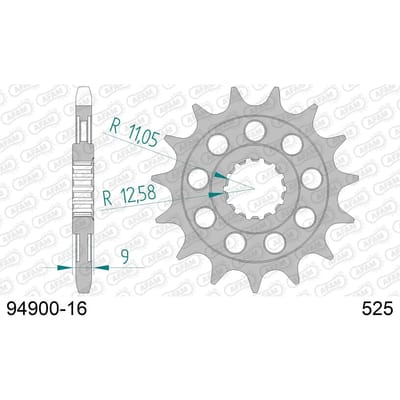 Stalen motortandwiel voor Afam 525 16 dents