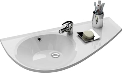 Wastafel Wandmontage - Waskom Badkamer - Ruimte Besparen - Links Gemonteerd - 85 x 45 cm - Wit