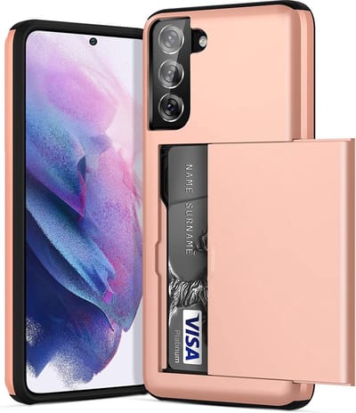 Backcover geschikt voor Samsung Galaxy S22 - Roze - Hard PC - Pasjeshouder