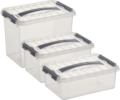 Sunware opbergboxen set 3x stuks - 4-6-9 liter - kunststof - met deksels