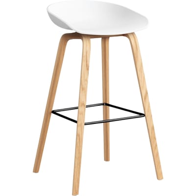 HAY About a Stool AAS 32 - kunststofglijders - Zithoogte 65 cm - voetbank zwart - lak op waterbasis - white 2.0