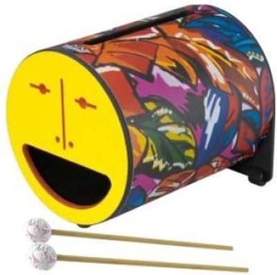 Remo Rhythm Log met stokjes Tropical Leaf Geel