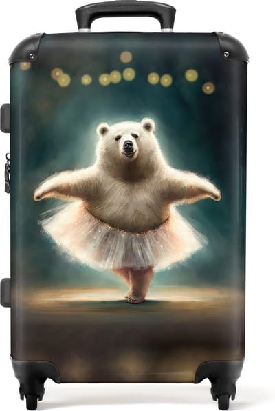 NoBoringSuitcases.com - Kinderkoffer - Beer - Rok - Ballet - Meisjes - Kind - 72 liter - Grote koffer - 20 kg bagage - Trolley kinderen - Reiskoffer - 66 cm - Koffer meisje - Hardcase koffer - Lichtgewicht - TSA slot