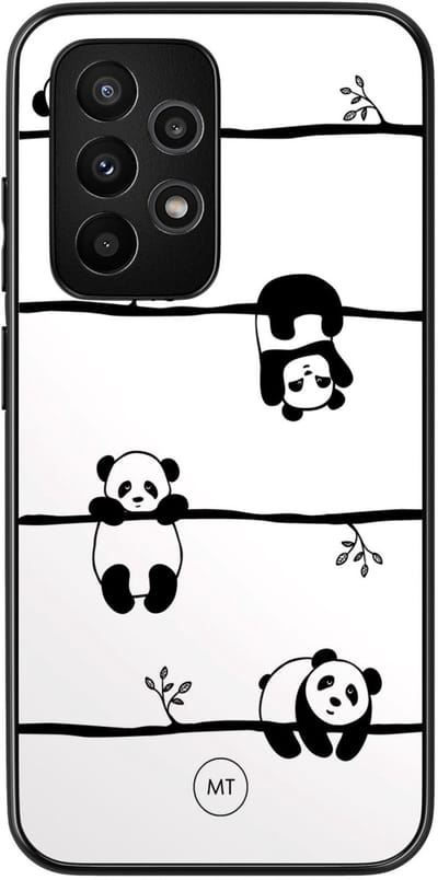 Hoesje geschikt voor Samsung Galaxy A52 5G - Panda - TPU Hard Case Backcover - Zwart, Wit - Mooie Telefoonhoesjes