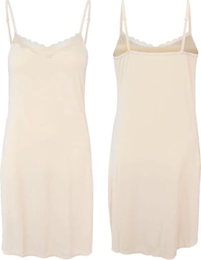 Gaubert Onderjurk / Slipdress - Spaghetti bandjes - Kanten gladde onderjurk - Wit - Zwart - Beige - Kant - S - Beige
