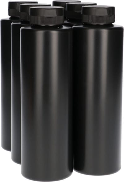 6 x Knijpbare Doseerfles 500 ml zwart met Klepdop zwart- BPA Vrij - Niet Breekbaar - Plastic Flesjes Navulbaar - Met Dop - Lege Flessen - 6 stuks