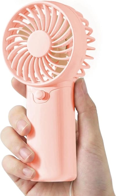 Handventilator - Miniventilator - Elektrische draagbare handventilator - Draagbare miniventilator - Lange batterijduur - Lichtgewicht - Stille werking - Inclusief draagkoord - Geschikt voor thuis, kantoor, reizen en buiten - Roze