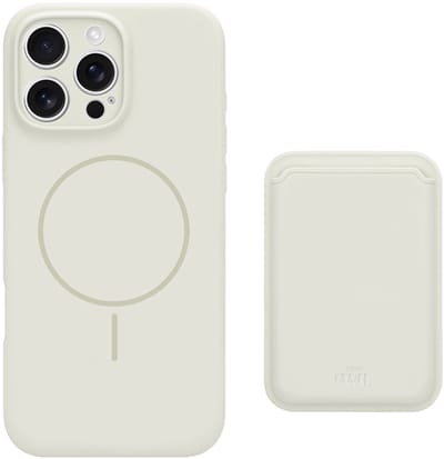 xoxo Wildhearts siliconen hoesje met magnetische kaarthouder (beige) - Geschikt voor iPhone 16 Pro Max MagSafe - Silicone case met wallet - ruimte voor pasjes - pasjeshouder - shockproof telefoonhoesje
