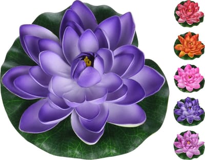 5x Gekleurde drijvende kunst waterlelie bloemen 16 cm - Tuinaccessoires - Vijverbenodigdheden - Vijverdecoratie - Nep/kunst bloemen/planten - Waterlelies