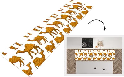Keukenloper - Loper keuken - Kameel - Hout - Patronen - 200x50 cm - Keukenloper vinyl
