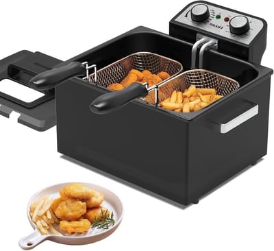 Elektrische Friteuse - Frituurpan - Thuis Koken - Instelbare Temperatuur - 5 Liter Capaciteit - Zwart