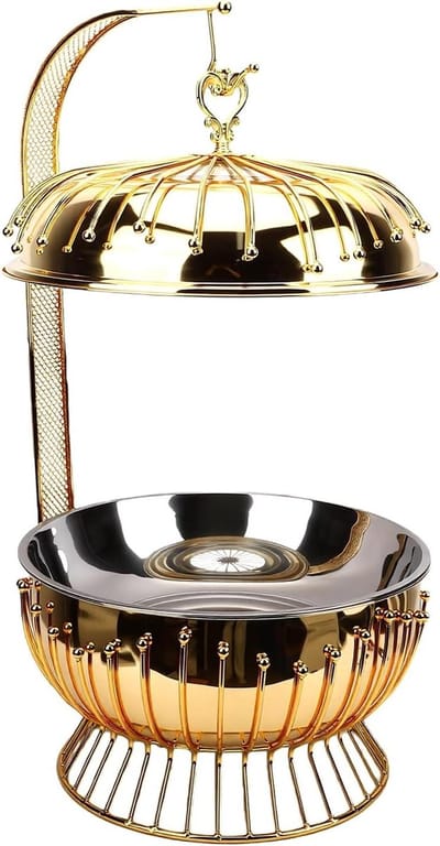 Ronde Buffetwarmer - Chafing Dish - Gouden Catering - Hangend Deksel - 8 Liter - Zilverkleurig