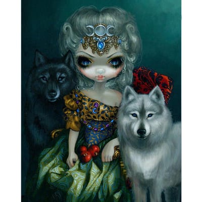 5D DIY diamantmozaïek cartoon meisje wolf diamant borduurwerk diamant schilderij engelen foto's 20X30CM gray