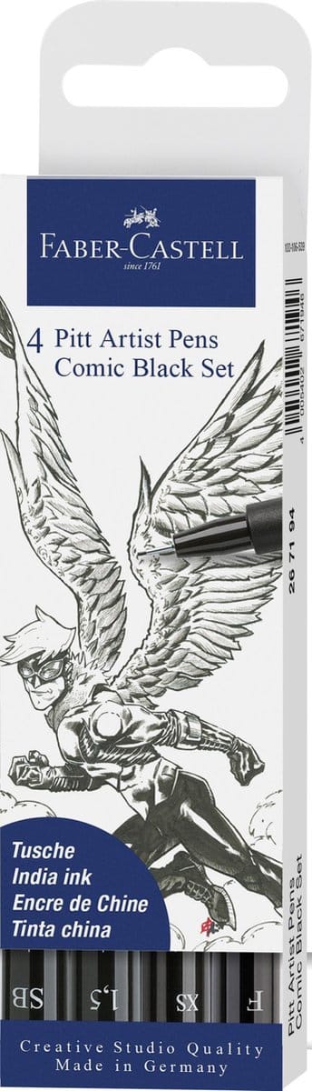 Faber-Castell tekenstift - Pitt Artist Pen - Comic - 4-delig - zwart - FC-267194