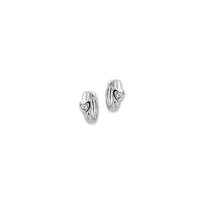 Zilver Gerhodineerde Klapoorringen hart zirkonia 1321828