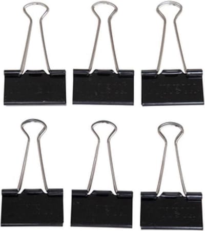 6 Papierklemmen - Staal 41mm - Zwart - 6 stuks in verpakking
