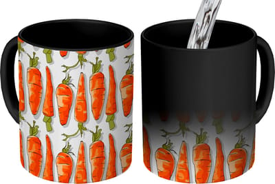 Magische Mok - Foto op Warmte Mokken - Koffiemok - Wortel - Groenten - Patronen - Magic Mok - Beker - 350 ML - Theemok