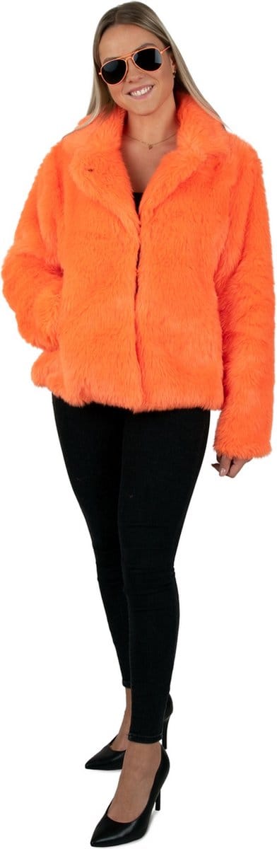 Bontjas neon oranje dames - Maat 36/38