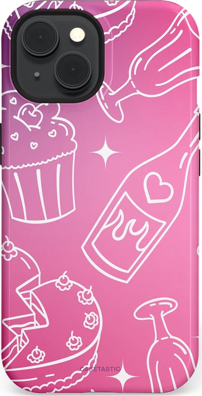 Casetastic Hoesje Geschikt voor Apple iPhone 15 Magsafe - Stijlvolle Beschermende Duo-layer Case - Roze Gebakfeest