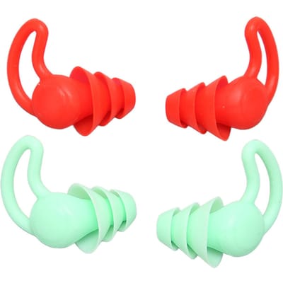 2 Pair Ear Plugs Waterproof Noise Reduction Shark Fin Edges Silicone Reusable Washable for Sleep