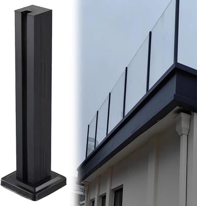 Terrasleuning Vierkant - Glazen Balustrade - Buitenruimte Verbeteren - Roestvrij Staal - 110 cm - Zwart