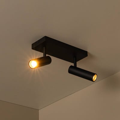 Lucide GRADO - Plafondspot (Plafondlamp) - 2xGU10 (MR11) - Zwart