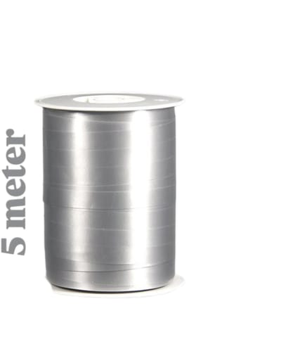 5m zilver grijs lint - krullint - cadeau versiering - leuk inpakken - niet op spoel geleverd