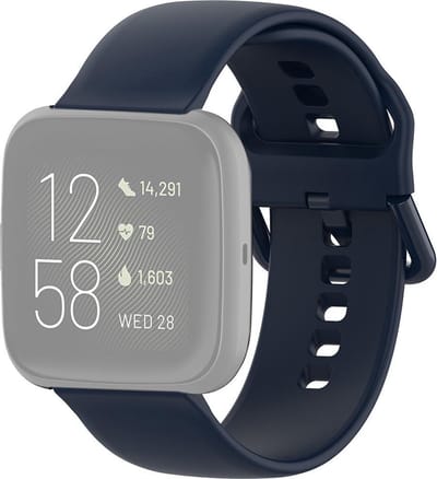 By Qubix - Compatible Fitbit bandje - geschikt voor Fitbit Versa 1 / 2 & Lite siliconen sportbandje met gespsluiting - Donkerblauw - Maat: Small Smartwatchbandje bandje Armband Polsband Strap Band Watchband
