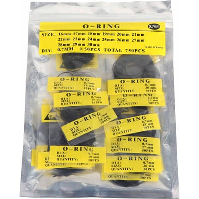 750 stuks Set 12mm30mm Universele Rubber O-ring Horloge Achterdeksel Afdichtingsringen (0,7 mm) 0.7mm/0.03in yellow