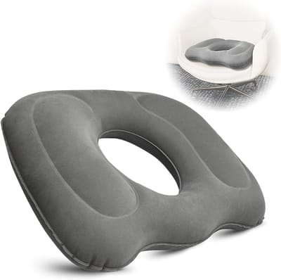KZQ Zitkussen - Opblaasbaar zitkussen - Verlicht stuitbeenpijn - Orthopedisch zitkussen voor aambeien en ischias - Speciaal stuitbeenkussen voor herstel na de bevalling, zwangerschap, bureaustoelen, auto's, rolstoelen - Grijs - 45*39*11 cm