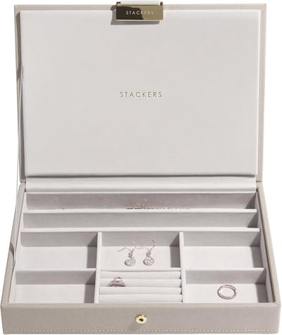 Stapelbare Sieradendoos Deksel Medium Taupe - Organisatie voor Ringen en Oorbellen