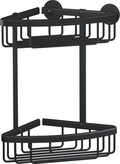 tesa doucherek Aluxx Black 2-niveaus matzwart badkamer zelfklevend zonder boren – 163x260x170mm