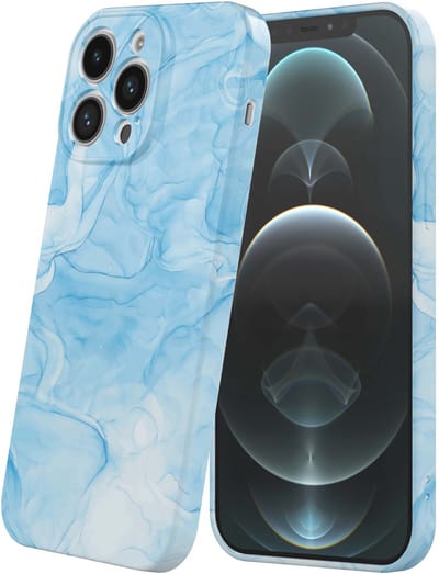 Smartphonica Telefoonhoesje Geschikt voor iPhone 12 Pro Max met Blauw Marmer Opdruk - Flexibel Softcase TPU - Backcover Case Blue Marble Design geschikt voor iPhone 12 Pro Max