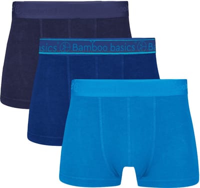 Bamboo Basics Heren Bamboe Trunk Boxershorts Liam (3-pack) - Lichtblauw, blauw, donkerblauw - Ondergoed Heren - Boxershort Heren Korte pijp - Maat S