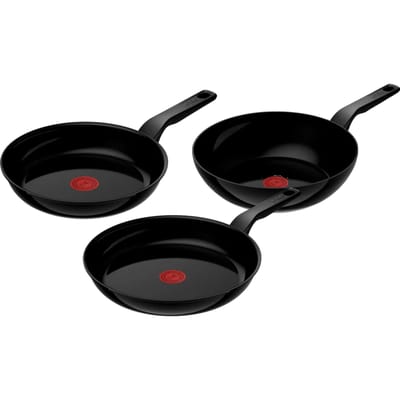 Tefal Renew Black Keramische Koekenpannenset 24 +  28 cm + Wokpan 28 cm