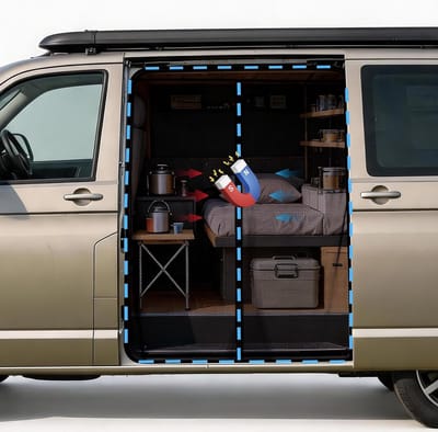 Thijox - Klamboe voor VW T5 T6 Schuifdeur, Insectenbescherming, Magnetisch Vliegengaas, Muggenbescherming voor Camping, Auto Accessoires, Zijdeur, Hog