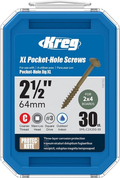 Krachtige Pocketgat Schroeven HD 2-1/2 Inch - 30 Stuks voor Stevige Verbindingen