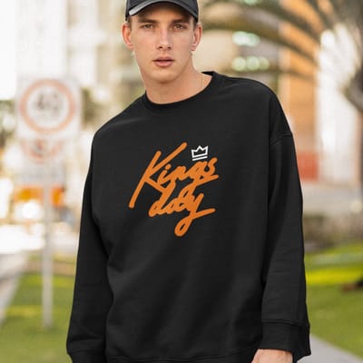 Zwarte Koningsdag Trui Kingsday 2 Kleuren - Maat XS - Uniseks Pasvorm - Oranje Feestkleding