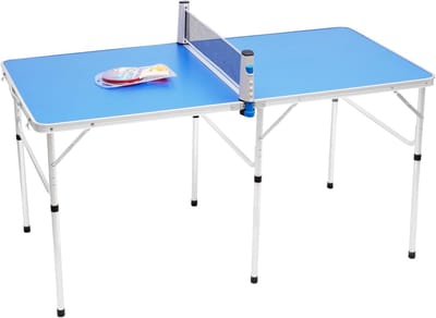 Tafeltennistafel - Vrijetijdstafel - Indoor outdoor spel - Opvouwbaar met net - 152 x 76 x 76 cm - Blauw