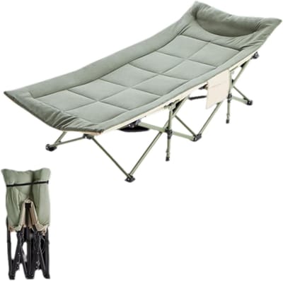 Opvouwbaar Logeerbed - Vouwbed Kamperen - Comfortabel Slapen - Ingebouwde Hoofdsteun - 190x70x37cm - Groen