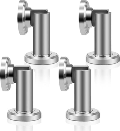Zware Magnetische Deurstopper voor Plinten - RVS Muurbevestiging, Zacht Vangmechanisme, 4 Stuks in Geborsteld Chroom Nickel