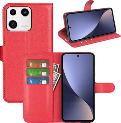 MobyDefend Hoesje - Geschikt voor Xiaomi 13 - Kunstleren Wallet Book Case (Sluiting Voorkant) - Rood