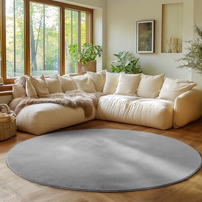 Rond Antislip Vloerkleed 80 cm - Wasbaar en Zacht voor Woonkamer, Slaapkamer en Keuken - Modern Effen Design