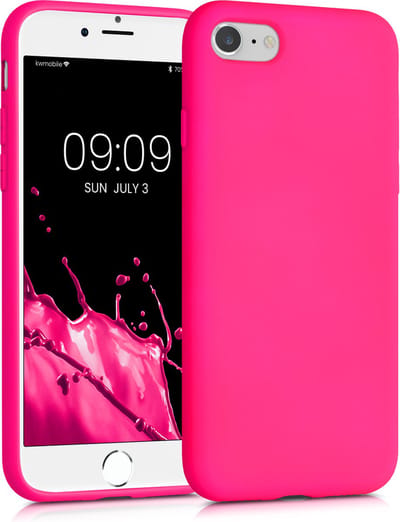 kwmobile telefoonhoesje geschikt voor Apple iPhone SE (2022) / iPhone SE (2020) / iPhone 8 / iPhone 7 - Hoesje voor smartphone - Back cover in neon roze
