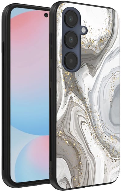 Smartphonica Telefoonhoesje Geschikt voor Samsung Galaxy S24 FE met marmer opdruk - TPU backcover case marble design - Zilver geschikt voor Samsung Galaxy S24 FE